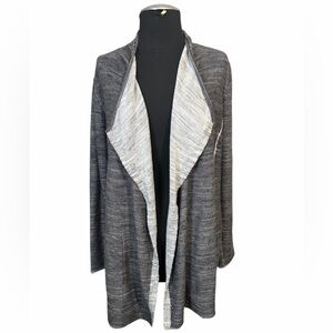 Eileen Fisher Organic Cotten Waterfall Front Cardigan Charcoal Grey Size S